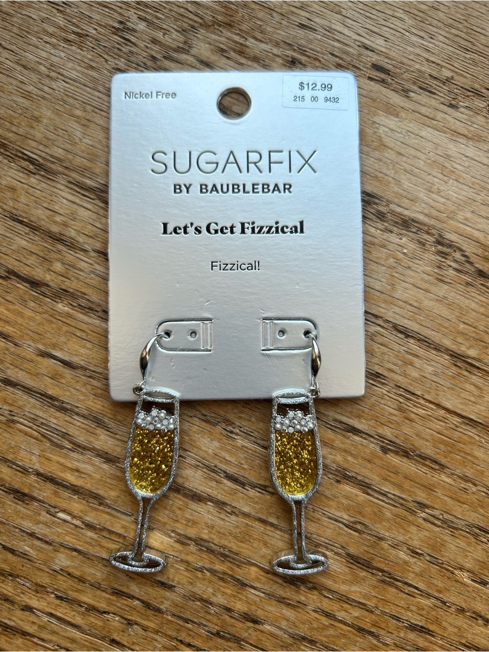 BaubleBar Gold and Silver Glitter Champagne Flute Dangle Earrings